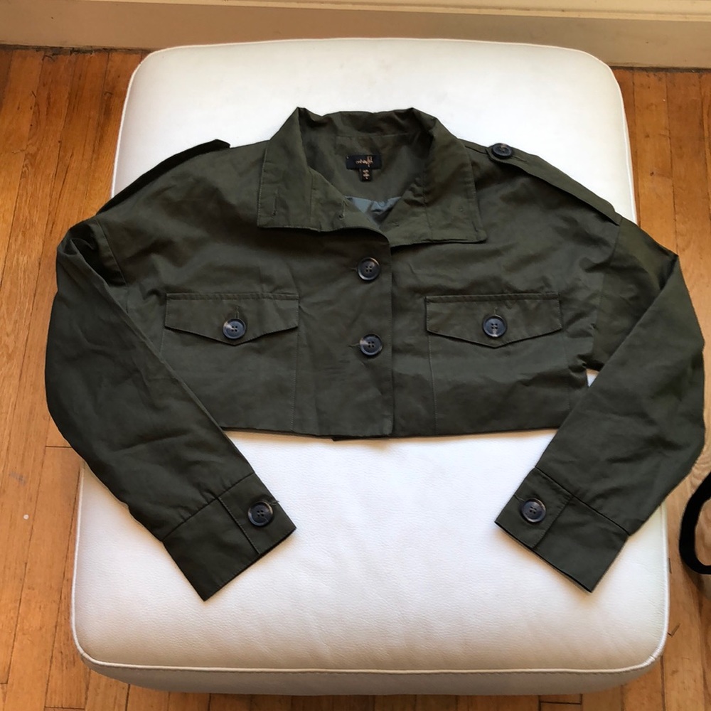 Ontwelfth cropped olive trench jacket